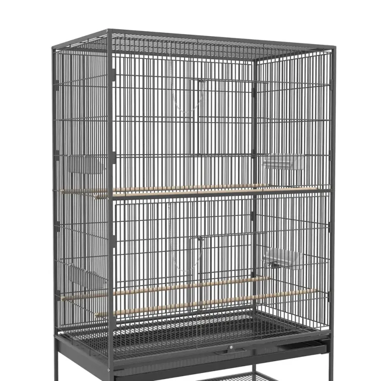 Fågelbur Fågelvoljär Grå av Metall 94 x 57 x 153 cm