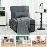 3-i-1 Bekväm Fåtölj, Modern, Linnelook, Inklusive Dyna, upp till 150 kg, Mörkgrå, 65,5 x 104 x 81 cm