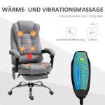 Kontorsstol med Massagefunktion, Ergonomisk Skrivbordsstol med Ligg- och Värmefunktion, Fjärrkontroll, Grå
