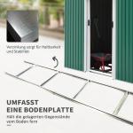 Verktygsbod Trädgårdsbod Redskapsbod med Skjutdörr Ventilationsfönster och Lutande Tak Stål Mörkgrön 280 X 130 X 172 Cm