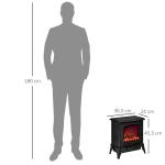 Elektrisk Spis Kamin Svart av Metall och Glas för Vardagsrum Fristående med LED Flammeffekt och Värme 2000 W