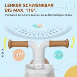 Balanscykel Barncykel Brun Vit av Plast för Barn från 1 År Halkfri med TPU Hjul Inga Skruvar Idealisk Present