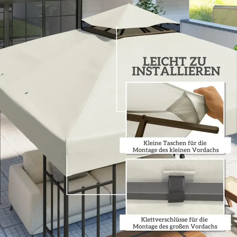 Ersättningstak för Paviljong Dubbeltak Ljusgrå 3 x 3 m