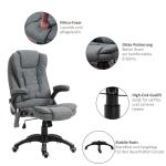 Ergonomisk Chefsstol med Massagefunktion Bekväm Kontorsstol Hög Rygg Avslappnande Massage Grå 67 X 74 X 116-126 Cm
