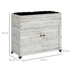 Upphöjd Träbädd Växtlåda Vit av Trä för Trädgård och Balkong med Skåpsfack och Hjul Örtbädd 110 x 50 x 95 cm