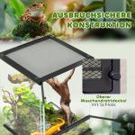 Terrarium Reptilbox Svart av Metall och Glas för Reptiler 120 l Box med Ventilationsöppning och Lås 45 x 45 x 60 cm