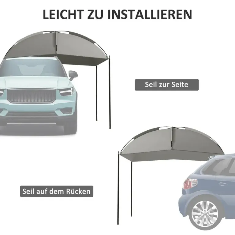 Biltält Markis Grå av Tyg och Metall 2,9 x 2,8 x 2,3-2,6 m