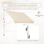 Vikarmsmarkis med Klämfäste Justerbart Solskydd för Balkong och Fönster utan Borrning Aluminium Beige 300 X 150 Cm