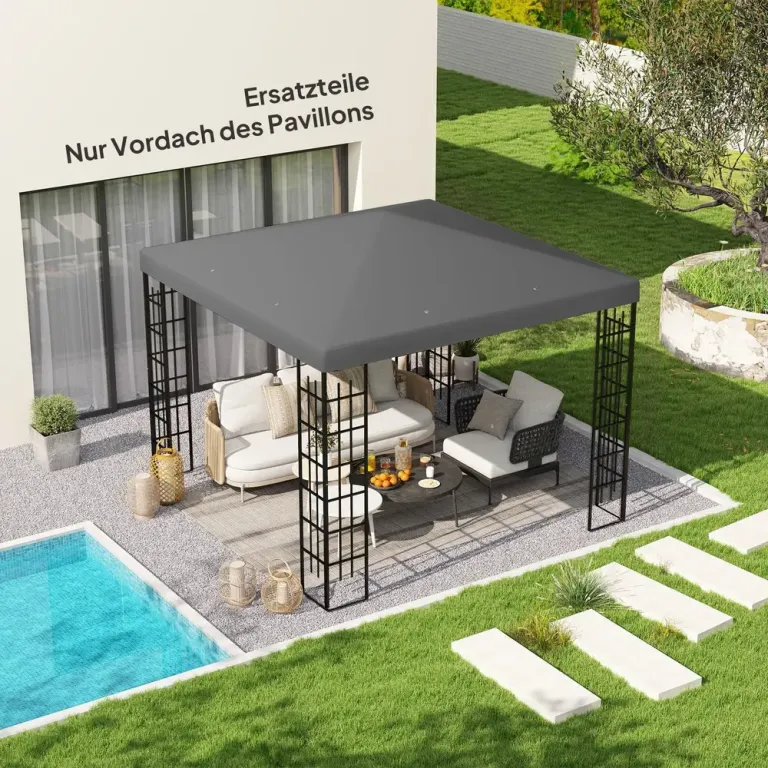 Ersättningstak för Paviljong Gazebotak Mörkgrå 3 x 3 m