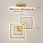 Taklampa LED Guld Metall och Akryl för Vardagsrum och Hall Modern Takbelysning med 3 Ljusfärger Energisnål Design och Bra Ljusspridning 40W
