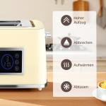 Frukostset Digital Gräddvit Rostfritt Stål för Kök Vattenkokare och Brödrost med LED-touchskärm och Smarta Funktioner Modern
