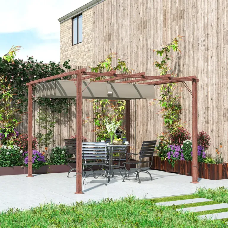 Trädgårdspergola med Uteplatstak Aluminiumstomme 3x3 m