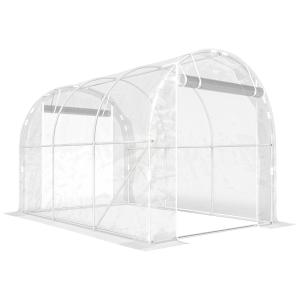 Växthus Tunnel Stor Transparent PE-Plast och Stål för Trädgård Odlingshus med UV-Skydd och Dörr Rymligt och Stabilt Skydd för Odlingar