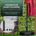 Rund Parasollfot för Trädgård, Fyllbar Paraplyfot i Plast, Stabil Hållare för Parasollstång 38-48 mm, Svart, 60 x 36 cm