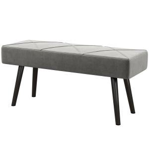 Klädd Bänk Sängbänk Grå av Tyg med Sammetslook och Trä för Sovrum och Hall X Mönster Lastkapacitet upp till 120 kg 100 x 36 x 45 cm