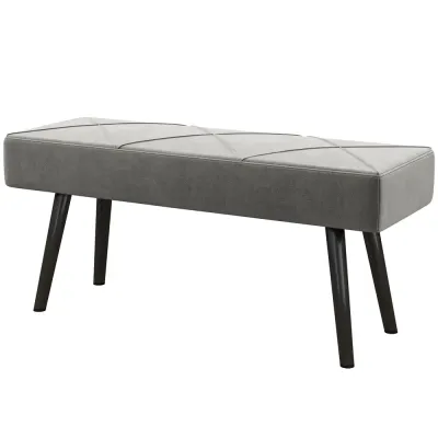 Klädd Bänk Sängbänk Grå av Tyg 100 x 36 x 45 cm