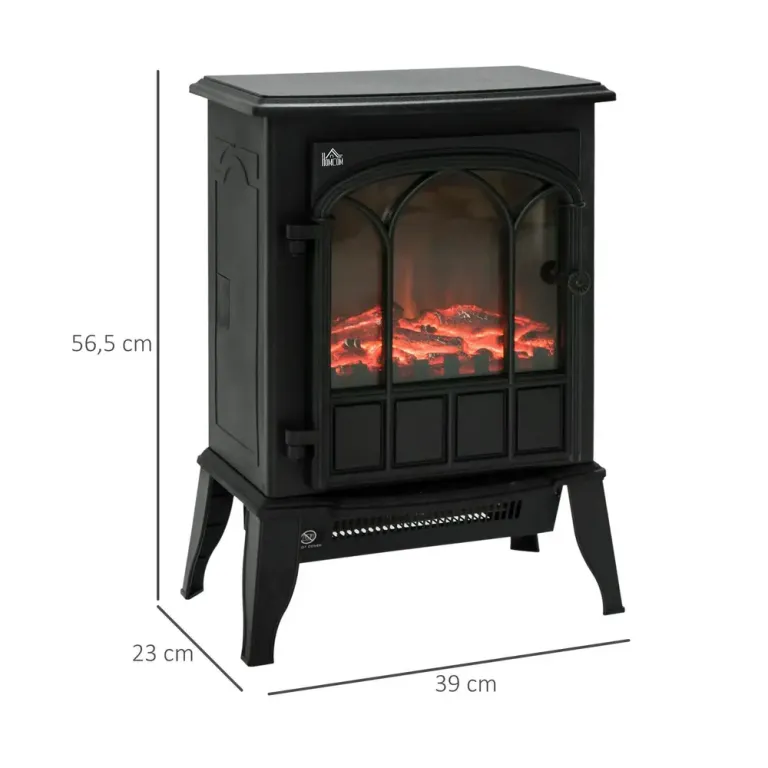 Elektrisk Kamin med LED-Flamma 39 x 23 x 56,5 cm, Svart