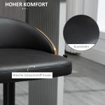 Barstolar i Konstläder 2-Pack, Snurrbara Köksstolar med Ryggstöd och Fotstöd, Justerbar Höjd för Bar och Kök, Svart, 48 x 49,5 x 76-96 cm