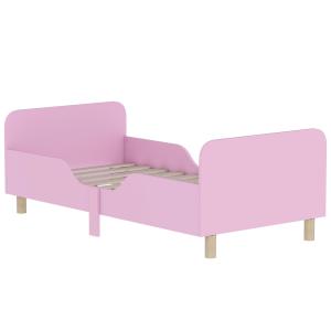 Barnsängstomme, Enkelsäng för Barn med Säkerhetsräcke, MDF, utan Madrass, Rosa