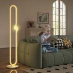 LED Golvlampa med Musiknotdesign, Glasskärm i Metall och Plast, Vit