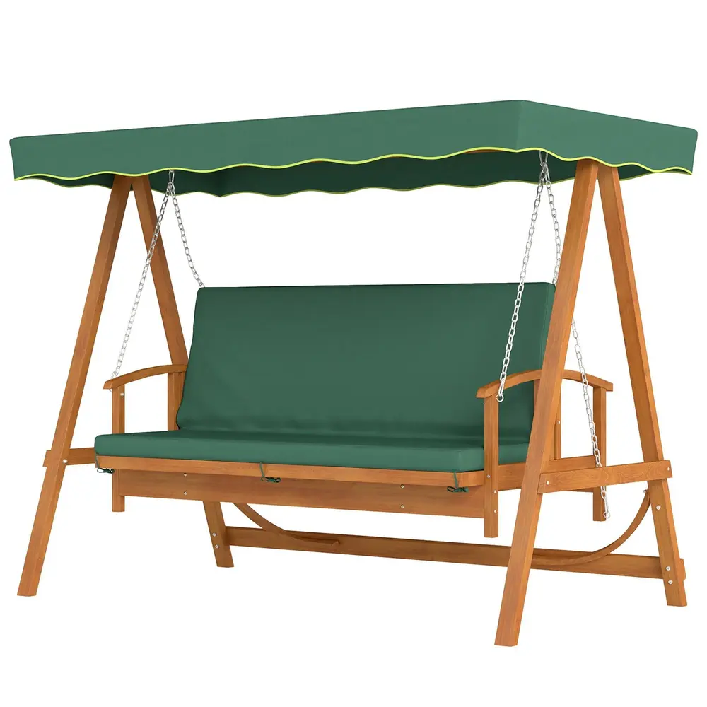 Verandagunga med Taklucka i Äkta Trä Gungbänk