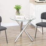 Matbord med Rund Härdad Glasskiva, Kantlös Design, för 2–4 Personer, Stålben, 80 x 80 x 74 cm