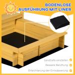 Sandlåda Leklåda Natur av Trä för Barn Utan Botten Höjdjusterbar med Tak och Lock Rolig Utomhuslek 107,5 x 107,5 x 110 cm