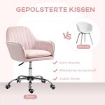 Kontorsstol Skrivbordsstol med Rygg och Armstöd Rosa av Sammetslook ve Metall för Sovrum ve Studier Toalettbordsstol