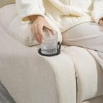 Relaxfåtölj TV-Stol med Liggfunktion Beige av Tyg för Vardagsrum Roterande Stol med Fotstöd och Mugghållare