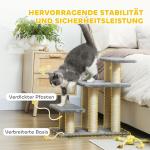 Hundtrappa 3 Steg Grå Sisal och Plysch för Små Hundar och Katter Djurtrappa med Klösytor och Lekboll 54 cm