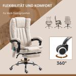 Kontorsstol Skrivbordsstol Ergonomisk Krämvit av Tyg och Metall för Kontor Snurrstol med Massage och Liggfunktion
