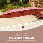 Parasoll för Trädgård med Vevmekanism och Vinklingsbar Topp för Solskydd Hållbar och Stabil Vinröd Polyester och Stål 295 x 152 cm