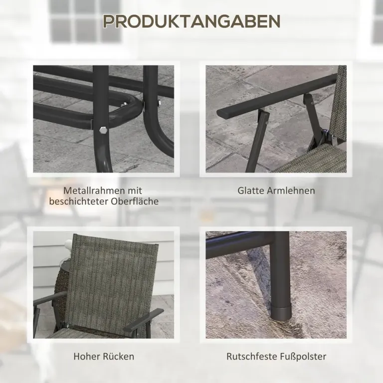 Hopfällbart Trädgårdsmöbelset 4 Delar i Metall, Brun