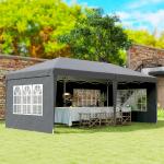 Pop-up Paviljong med 4 Sidoväggar och Fönster för Event och Fest Hållbar och Vattentät Grå Polyester 3 x 6 m