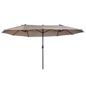 Parasoll Marknadsparaply Dubbelparasoll med Handvev Oval 460 X 270 X 240 Cm för Trädgård och Terrass Ljus Kaffe