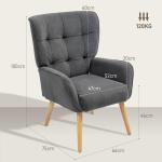 Fåtölj Loungestol Relaxstol med Träben Grå av Sammetslook och Trä för Vardagsrum och Sovrum Stoppad Lässtol