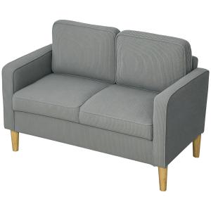 Soffa Loveseat 2-Sits Liten Soffa Ljusgrå av Tyg med Manchesterlook och Trä för Vardagsrum Modern Stoppad Soffa med Förvaring 117 x 63 x 79 cm