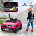 Elbil för Barn 12V med Fjärrkontroll, LED-lampor, Musik och 3 Hastigheter, 3-6 År, Rosa