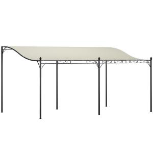 Påbyggnadspaviljong Pergola Med Tak, Vattenavvisande Paviljongtak, Fristående Trädgårdspaviljong, Uteplatspaviljongtak, Solskydd För Altan, Trädgård, Ca. 3X5X2,5 M Krämvit