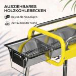 Kolgrill BBQ Grill Silver av Rostfritt Stål för Camping Fällbar med 2 Grillställ och Grillplatta Avtagbar Kolbricka