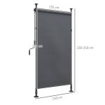Vertikal Markis Balkonggardin Mörkgrå av Polyester och Metall för Trädgård Väderbeständig Balkongskyddsskärm med Vev 150 x 220-310 cm
