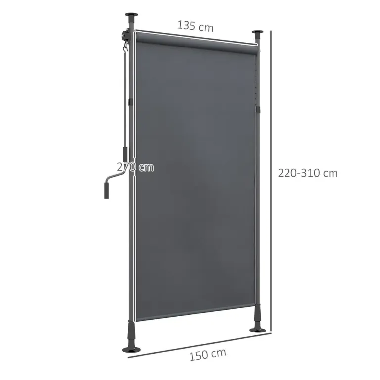 Vertikal Markis Balkonggardin Mörkgrå 150 x 220-310 cm