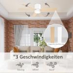 Takfläkt Taklampa med Fläkt och Belysning Vit av Plast och Metall för Vardagsrum och Sovrum Tyst Fläkt med Timer 48 W Ø112 cm