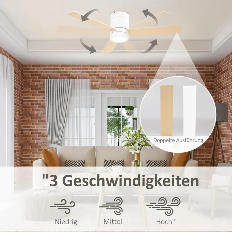Takfläkt Taklampa med Fläkt och Belysning Vit Ø112 cm