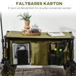 Strandvagn Transportvagn Hopfällbar med Tak Grön av Tyg och Metall för Camping och Strand Vagn med 4 Hjul 108 x 55 x 93 cm