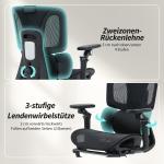 Kontorsstol Ergonomisk Svart Mesh och Plast för Hemmakontor Skrivbordsstol med Fotstöd och Justerbart Nackstöd Andningsbar