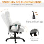 Massagekontorsstol, 6-punkts Massagevridstol, Ergonomisk, Justerbar, Konstläder, Böjt Nackstöd och Armstöd, Vit, 70 x 76,5 x 114–124 cm