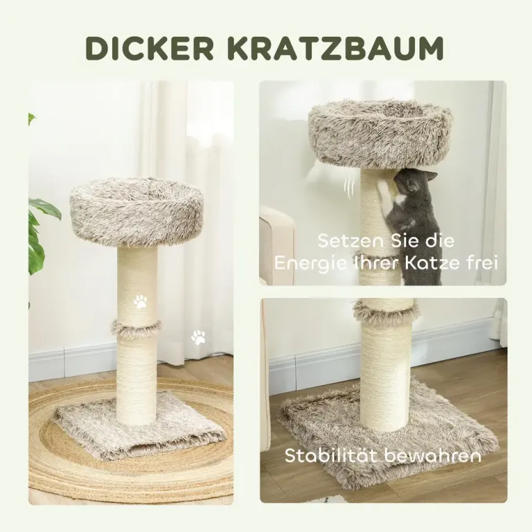 Klösträd Klöspelare Brun av Sisal och Plysch 87 cm