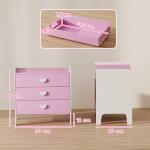 Barnbyrå med 3 Lådor i MDF, Förvaringsskåp för Barn, Rosa+Vit