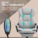 Kontorsstol Chefsstol Ergonomisk med Massage och Liggfunktion Ljusgrå av Konstläder för Kontor Höj- och Sänkbar Stol med Fotstöd